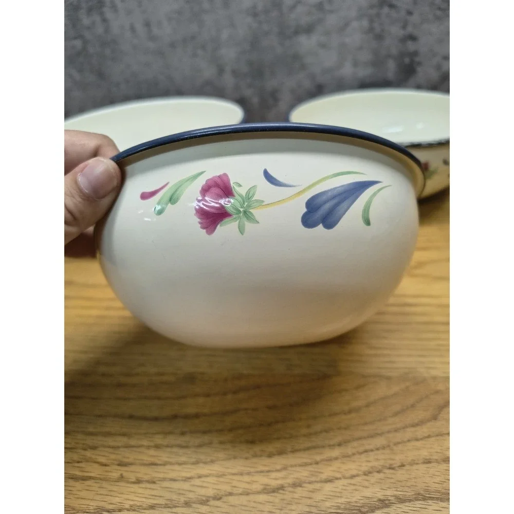 Lenox Poppies Enamel Nesting Mixing Bowls Nesting Set of 3 Vintage SEE PICS